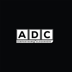 MODERN MINIMALIST ADC INITIAL LETTERS MONOGRAM LOGO DESIGN WITH WHITE BACKGROUND.