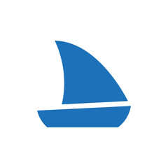 Simple icon of a boat with a sail.