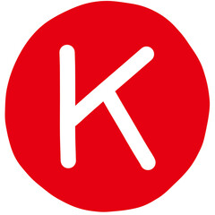 Obraz premium White letter k in a red circle 