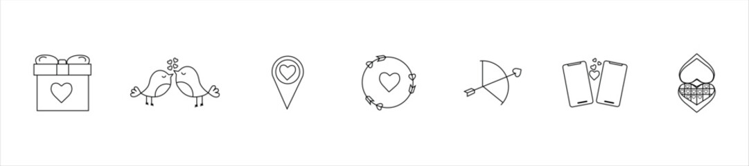 Valentines day vector icons. Valentines vector icons. 14 february valentine's day.