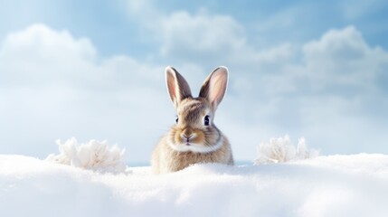 Cute easter bunny on grass 