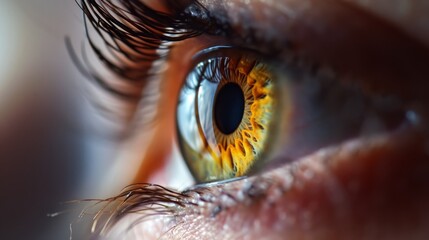 A brown-green color eye closeup