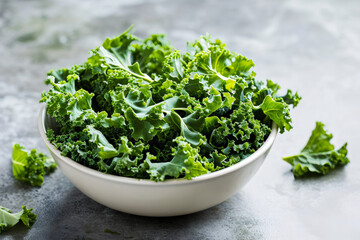 Fototapeta premium a bowl of kale above wooden table