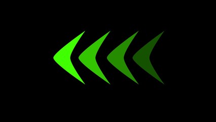 green neon arrow with glowing effect. arrow sign, Safety type. 3D rendering, realistic isolated neon sign of Arrow logo decoration and template covering on the black background. - obrazy, fototapety, plakaty