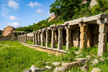 Fototapeta na wymiar UNESCO world historical heritage site in Hampi, Karnataka, India.