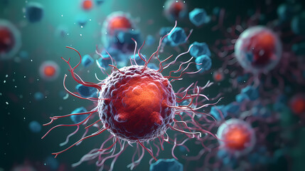 Cell background, virus cells, medical research background