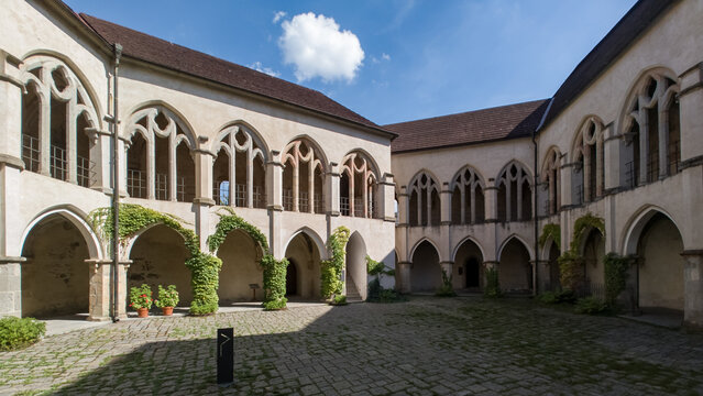 Zvikov Castle. Senior woman on excursion in historical Zvikov Castle. Czech