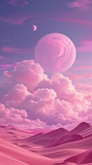 Pink alien landscape background