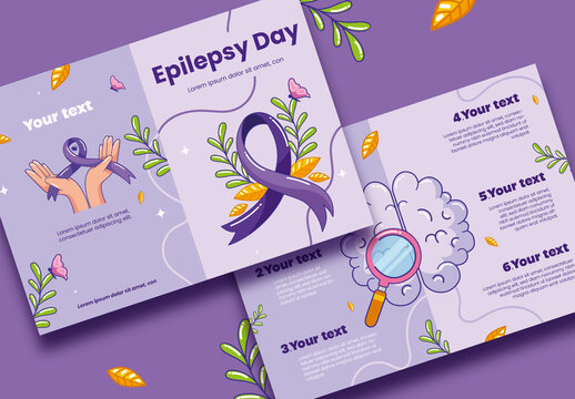 Epilepsy Awareness Flyer Purple Ribbon Medical Health Infographic
