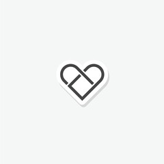  Heart abstract logo sticker isolated on gray background