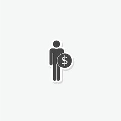 Employee wages icon sticker isolated on gray background