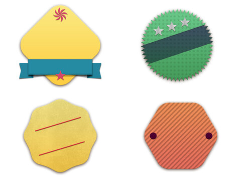 Set of flat badges, logo patches, shop labels