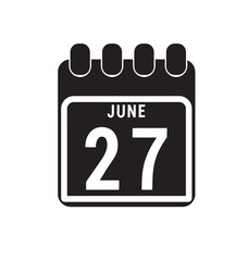 Calendar displaying day 27 (twenty-seven) of the June - Day 27 of the month. Illustration
