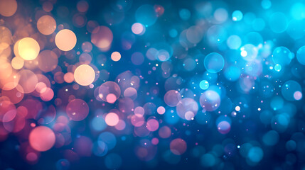 Unfocused multicolored bokeh on a blue background