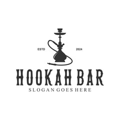 Hookah logo design, label, badge. Vintage shisha bar logo template