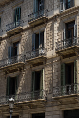traditional residential building in Barcelona, Catalonia, Spain. retro style.textures.vertical