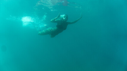 woman in the sea. underwater