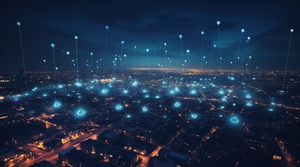 Wireless Networks in City. 5G, Connection, Smart City, Connectivity, Online, Technology, Internet
