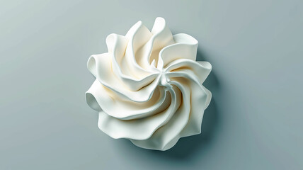 Whipped Cream swirl on gray background. 3d realistic vector illustration of whipped cream. Top view. Made with generative ai