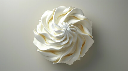 Whipped Cream swirl on gray background. 3d realistic vector illustration of whipped cream. Top view. Made with generative ai