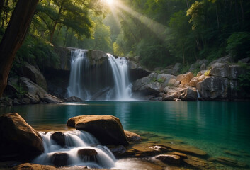Beautiful waterfall countryside background