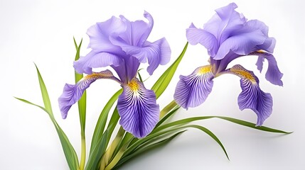 Iris flower isolated on white background, beautiful spring plant.