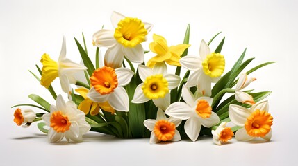 Narcissus, daffodil, jonquil isolated on white background
