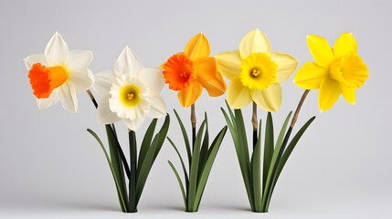 Naklejka na ściany i meble Narcissus, daffodil, jonquil isolated on white background 