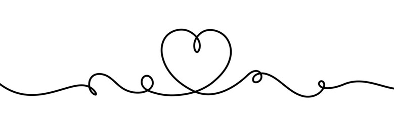 Line art heart border. Heart banner. Valentine's Day or Mother's Day illustration.