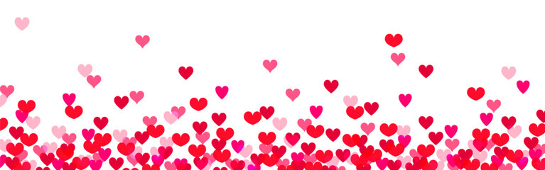 Valentine Day banner, heart border, flying heart background