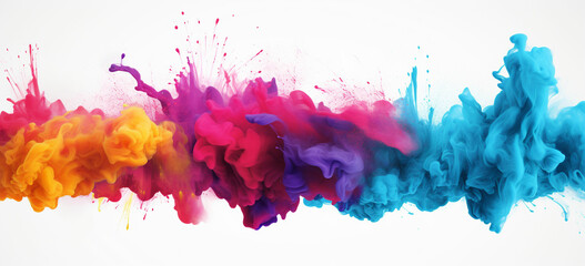splashing colorful powder on frame on white background