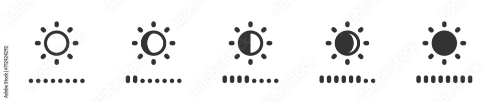 Poster brightness control icon. contrast level button. set isolated vector illustration for app design
