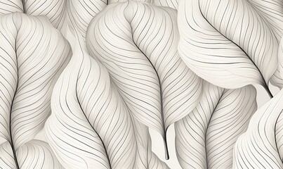 Mopnai tree leaf. line art. pattern. Generative Ai


