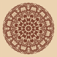 Graphic mandala created from sketch elements. Version No. 3. Vector illustration