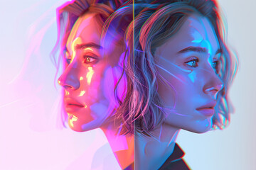Obraz premium Human portrait game background style 3d stylish illustration