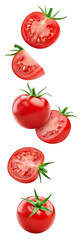 Fresh organic tomato with leaves isolated