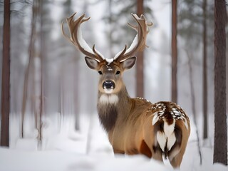 deer in the snow, generative ai