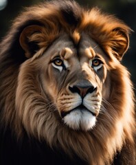 Majestic Lion king , Portrait on black background, Wildlife animal