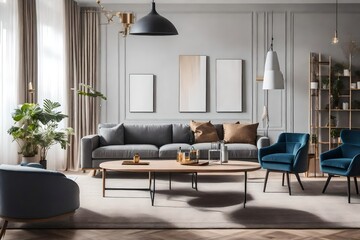 modern living room with mock up