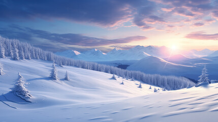 clear realistic inspired wonderful sunset in winter, wallpaper design