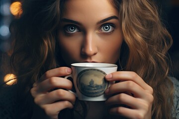 woman drinking coffee