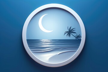Fototapeta na wymiar Close-up, 3d mockup of beautiful beach logo,icon,nature background