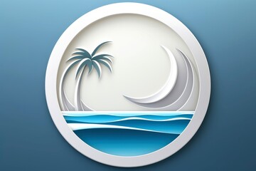 Fototapeta na wymiar Close-up, 3d mockup of beautiful beach logo,icon,nature background
