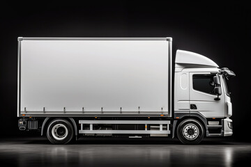 Cargo truck mock-up for advertising Isolated on dark background