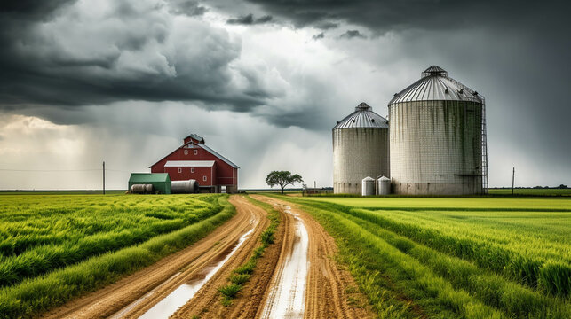 barn and silo high definition photographic creative image