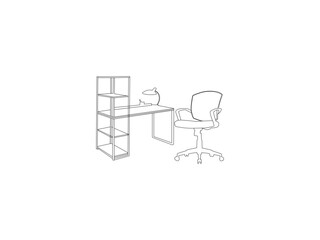 Study table and rocky chair set. Study table and chair icon. Study table and chair vector design and illustration.