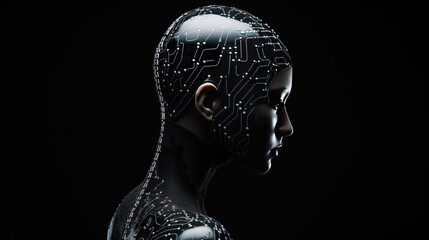 Obraz premium a complete head full of robot connections, sad wallpaper