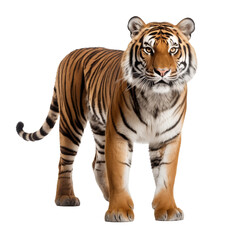 Obraz premium Full body portrait of a tiger, standing isolated on transparent background