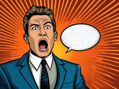 Pop art collage comic surreal male character, expressive fashion person art illustration, emotional trendy graphic