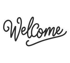 Welcome sign. Hand lettering. Modern calligraphic text. Word Welcome with underline. Vector handwritten text design